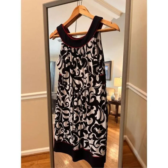 Enfocus Size 6 Shift Dress Blue/White‎ Hint of Red - Picture 3 of 4